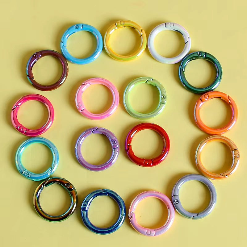 1” Circle Spring Snap Hood For Keyrings and Keychains in AB Bright Colors (20 pcs)🫶🏽