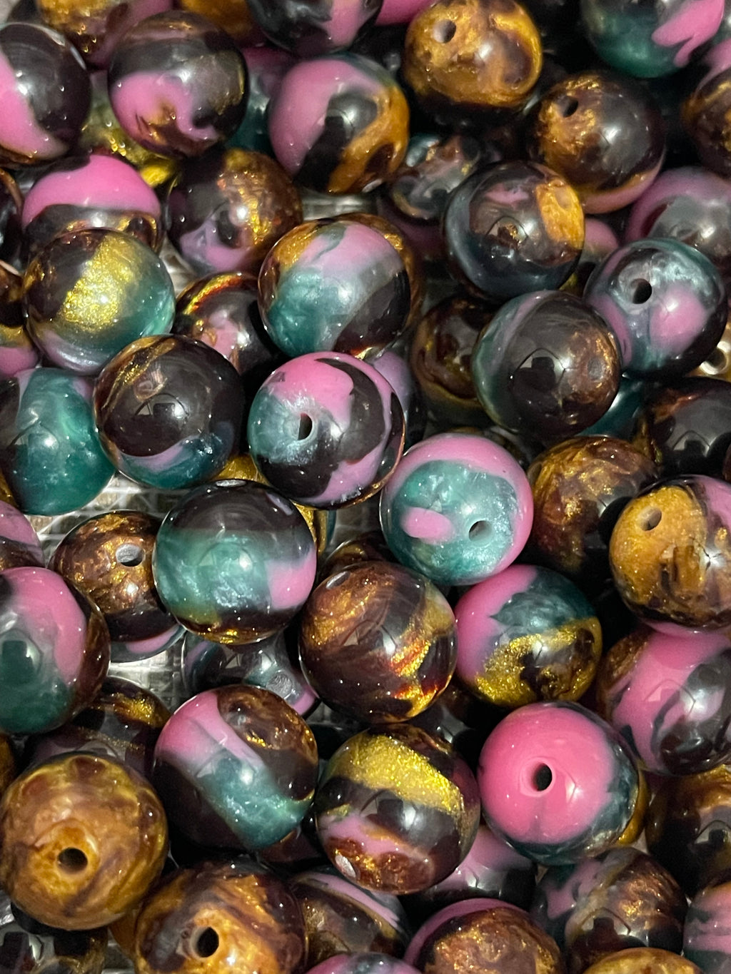 16mm Golden Swirl /Pink Luxury Beads-🎡
