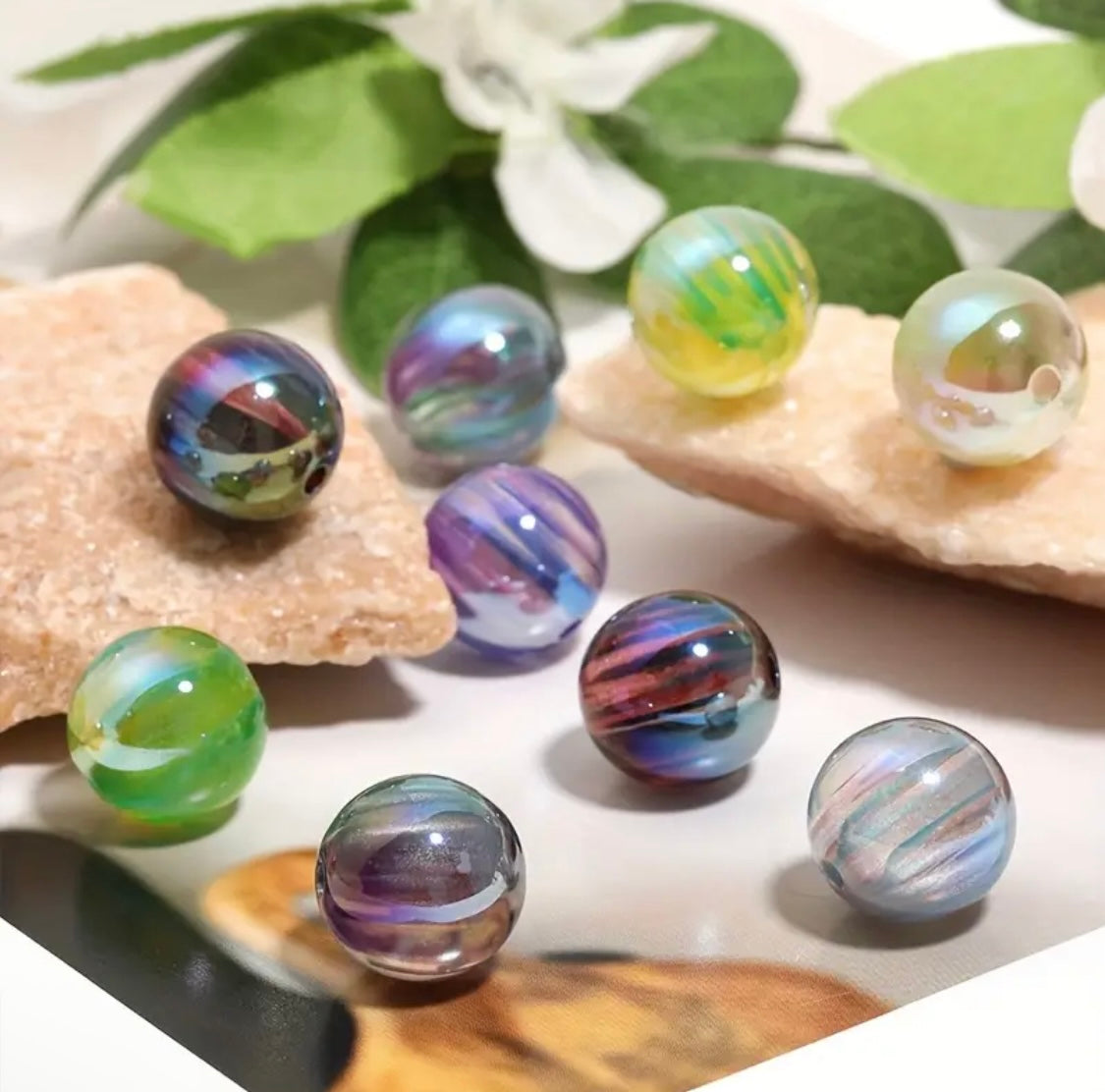 16mm Galactic Rainbow Beads