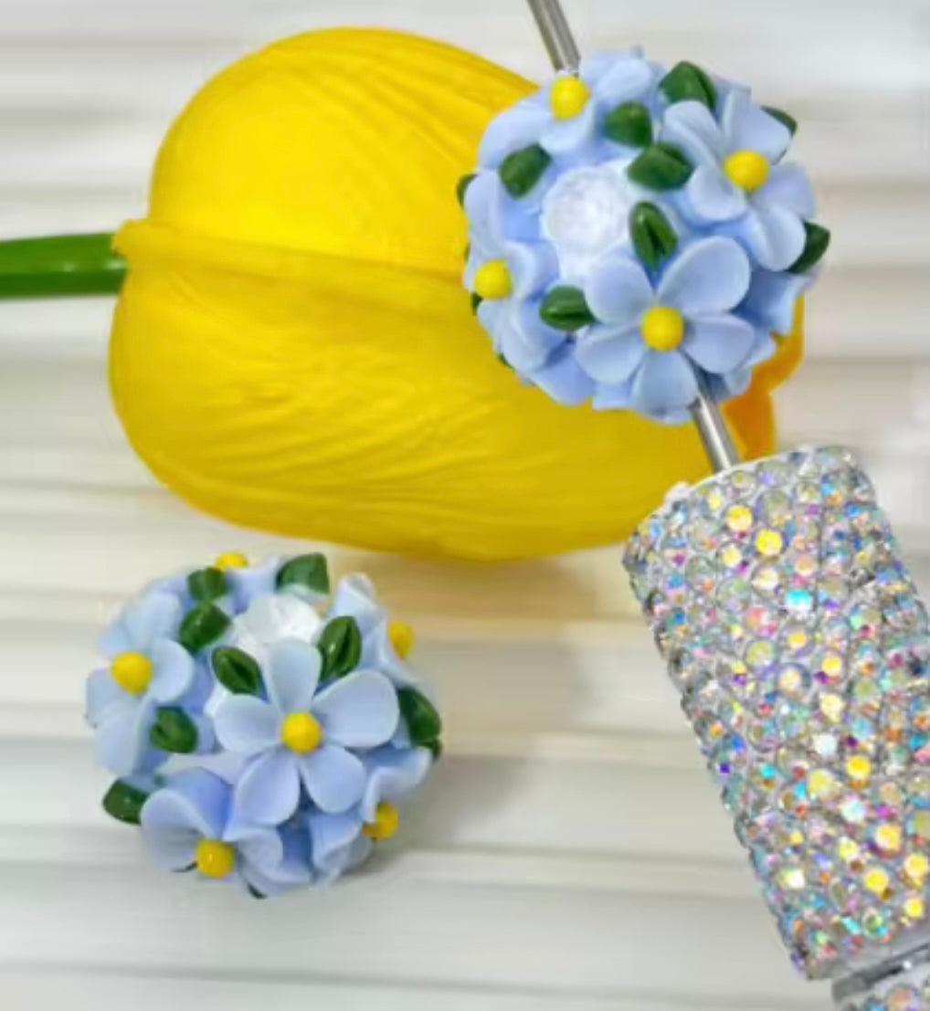 16mm Fancy Clay Daisy and Stone Beads-S6
