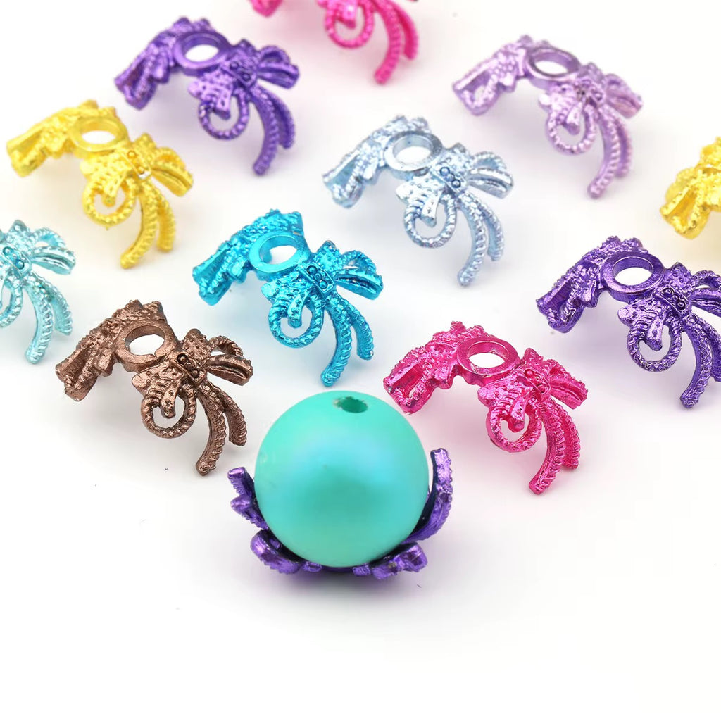 Colorful Metallic Metal Bow Bead Caps (10pcs)