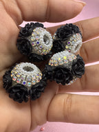 18mm Big Rose and Rhinestone Beads
