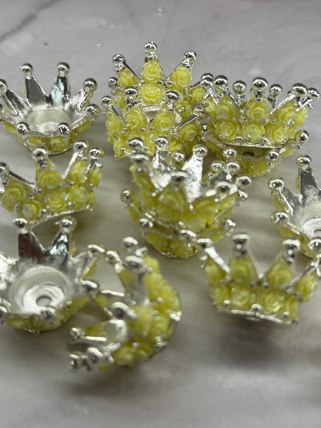 Rose Metal Alloy Crown Beads