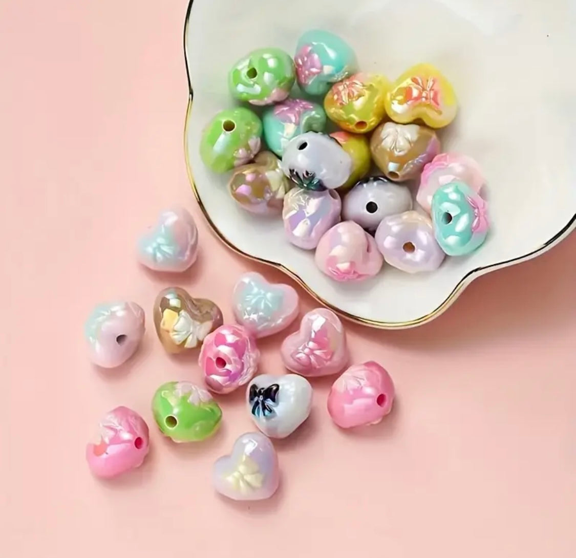 Bow Solid Color Heart Beads-R16 Main image