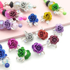 Alloy Glitter Rose Beads (5 pcs)-U15