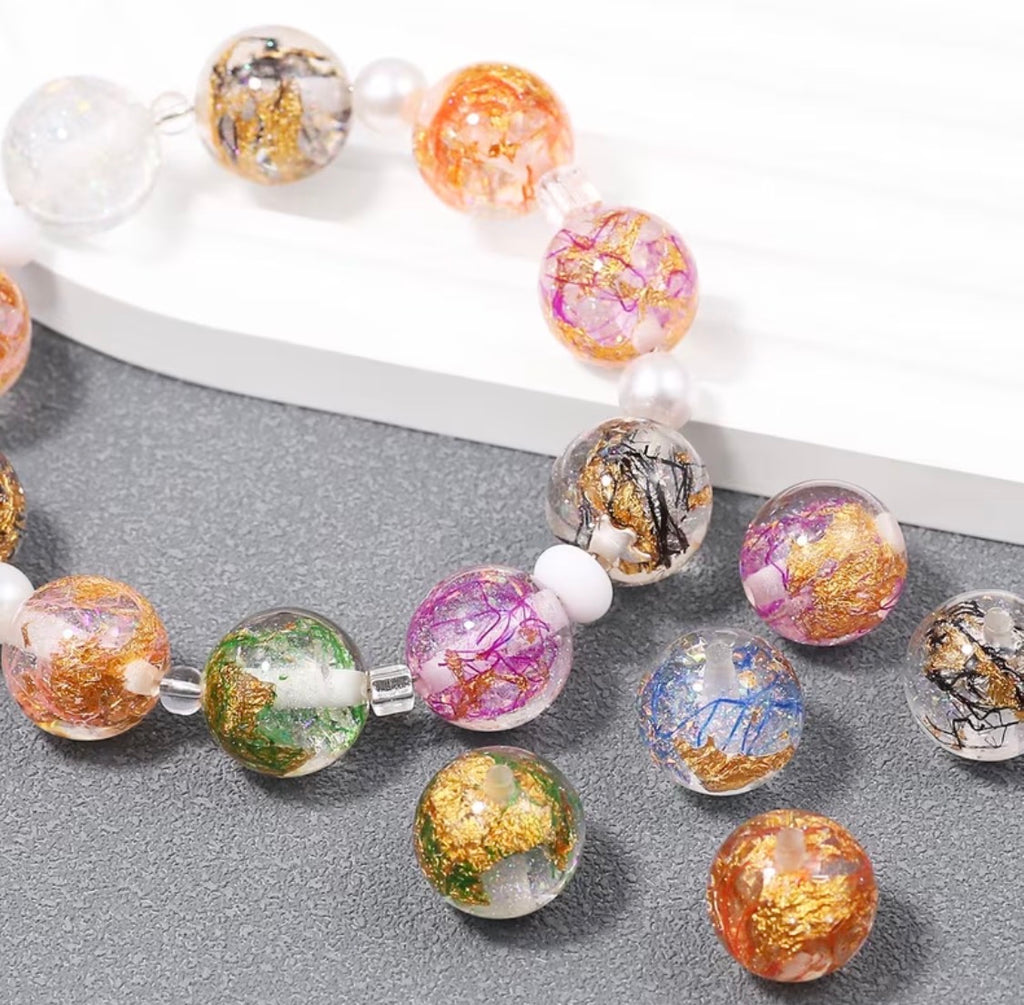 16mm Gold and Colored Foil Beads Mix-BB15