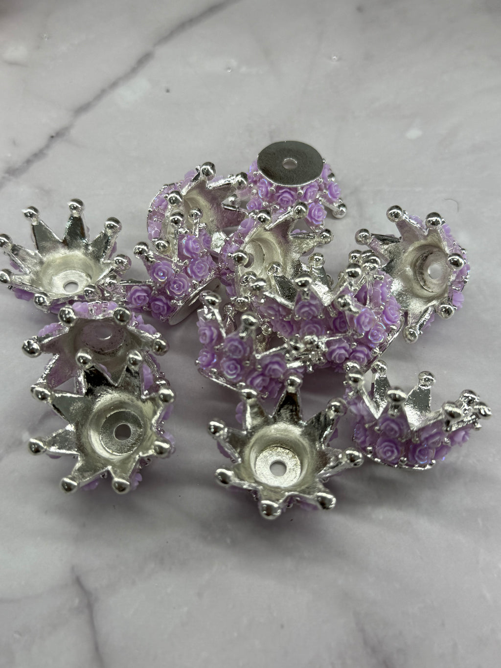 Rose Metal Alloy Crown Beads
