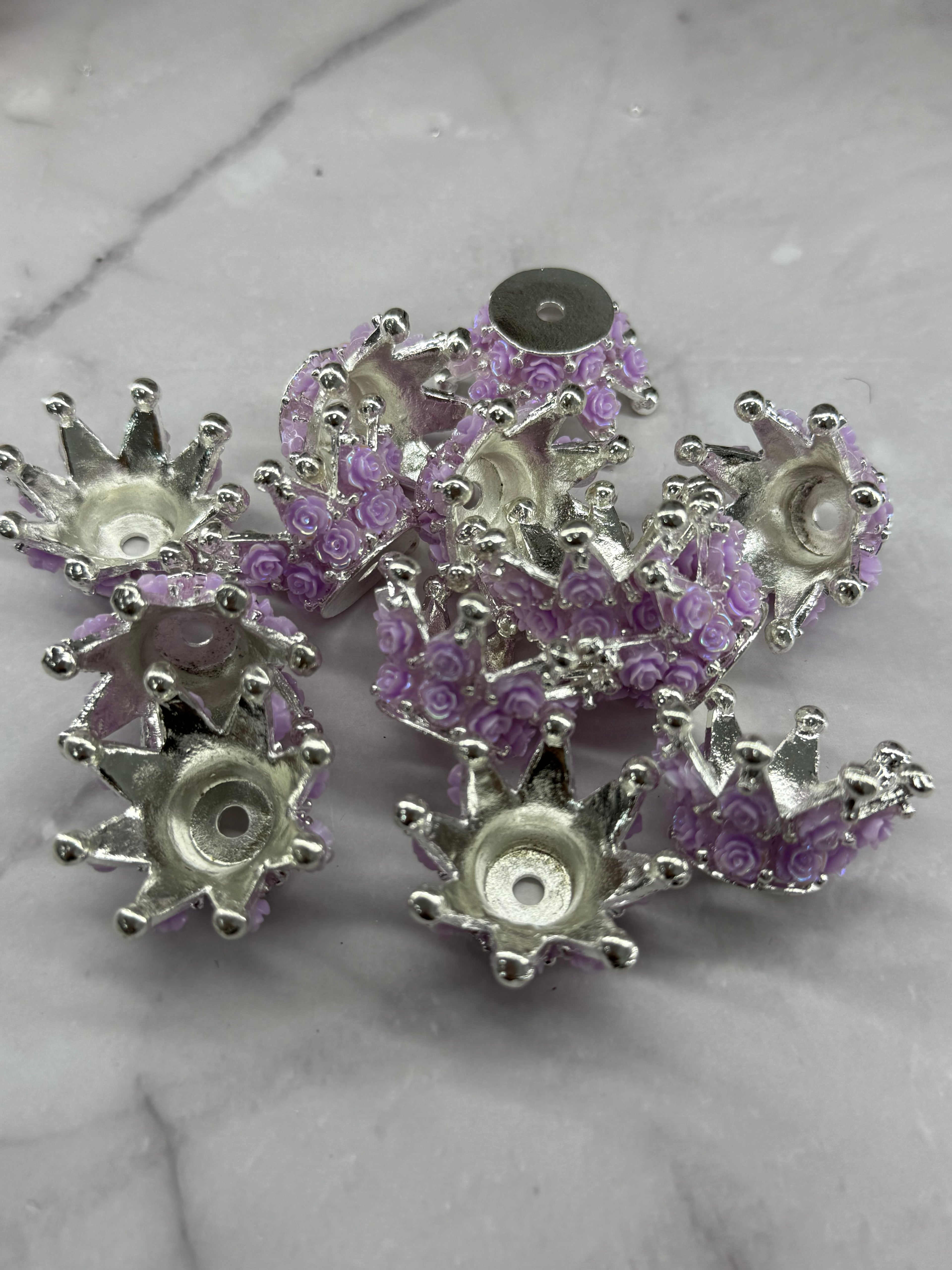 Rose Metal Alloy Crown Beads