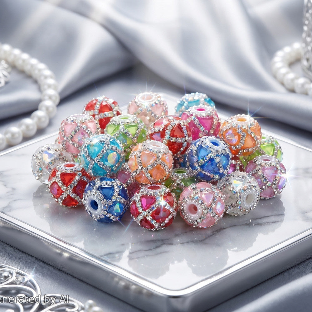 18mm  Heart and Round Crystal Fancy Beads (5pcs) Secondary image