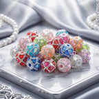 18mm  Heart and Round Crystal Fancy Beads (5pcs)