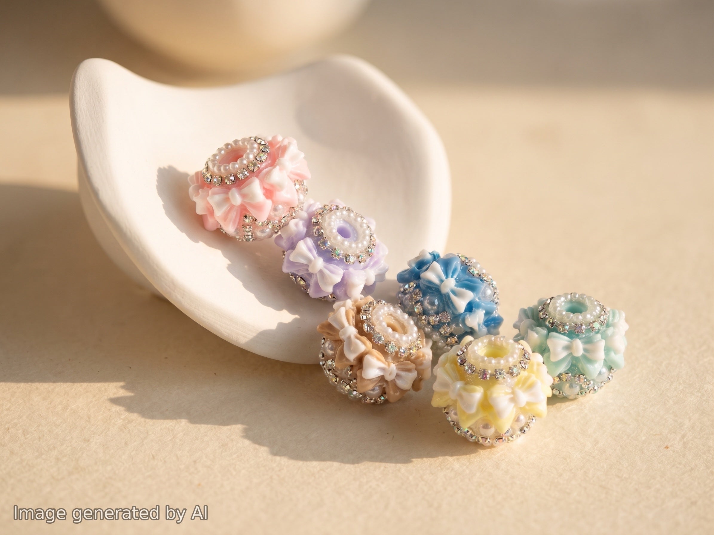 18mm Bow Knot Fancy Rhinestone Beads (5pcs)