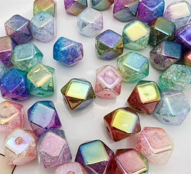 16mm Polygonal Cracked AB Bicolored Beads-B10