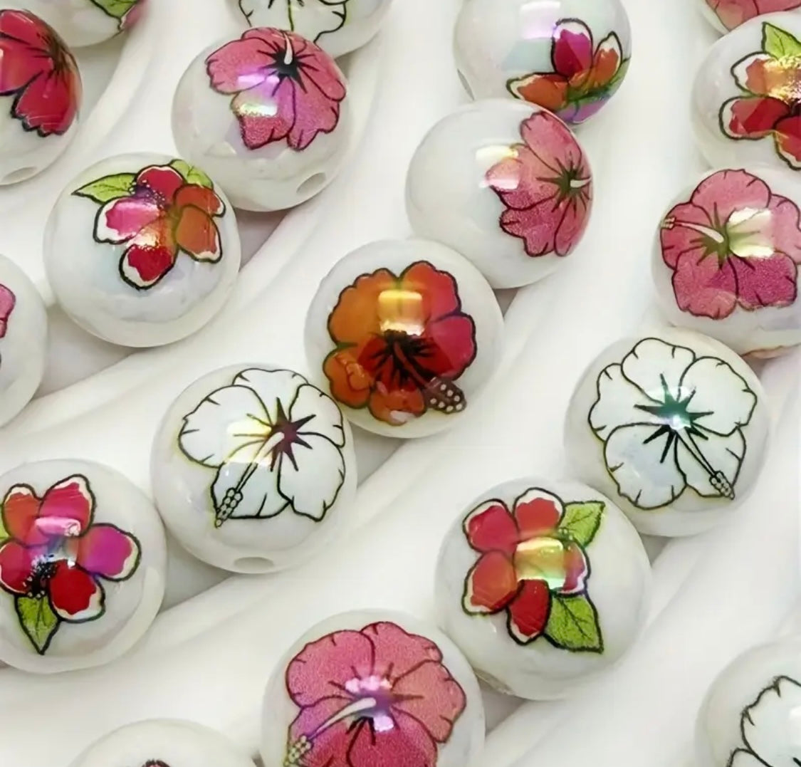 16mm Hibiscus Flowers Beads Mix-H3 Main image