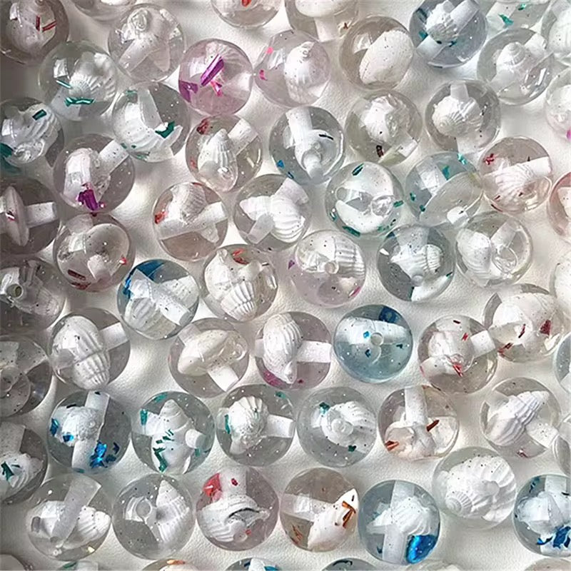 16mm Clear Embedded with Seashells Luxury Beads-E23