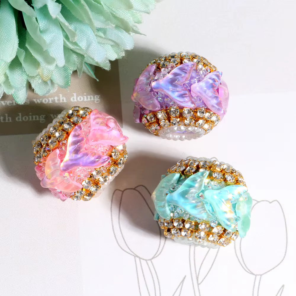 20mm  Mermaid Tail Rhinestone Fancy Beads (5pcs)