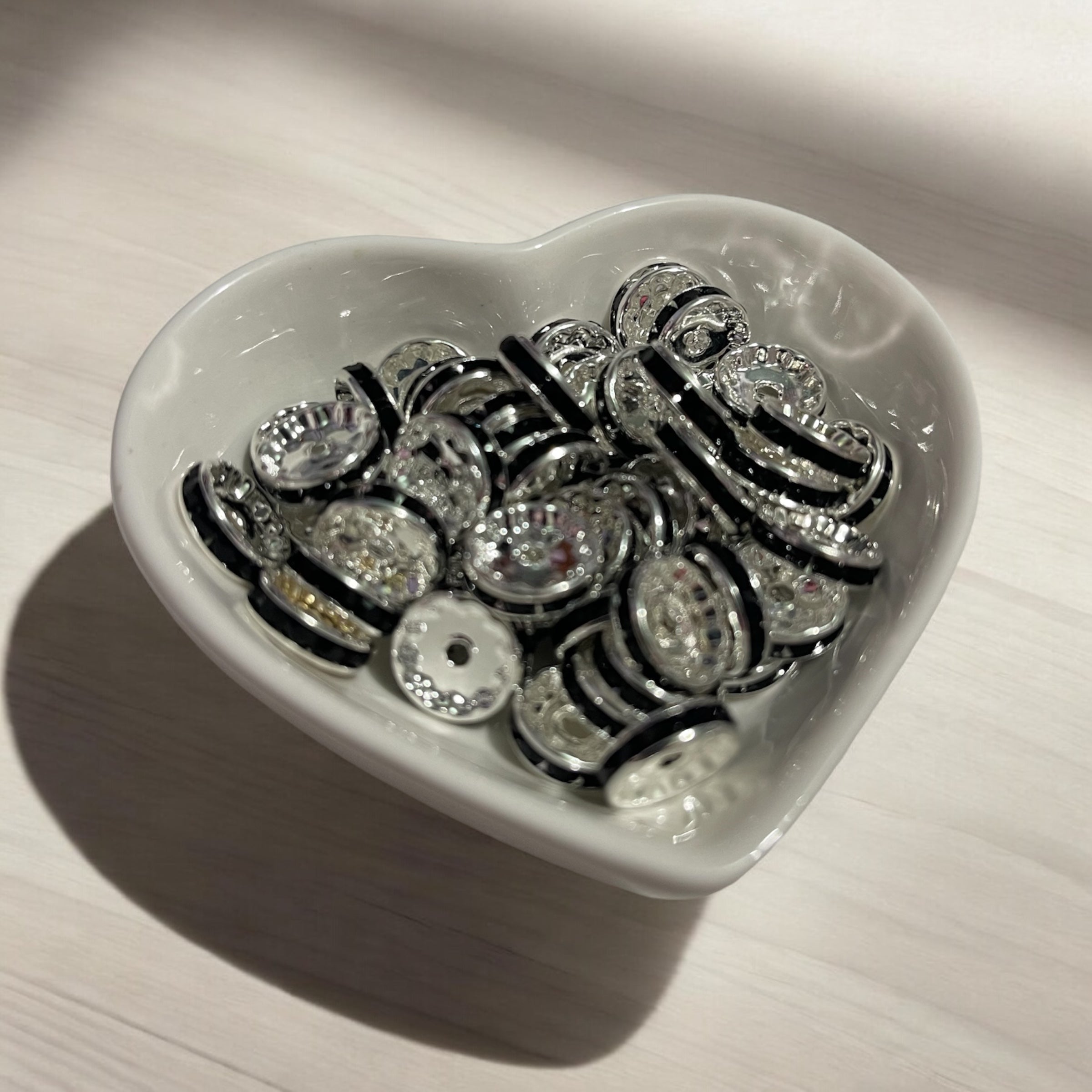 12mm Black Rhinestone Spacer Flat Edge Main image