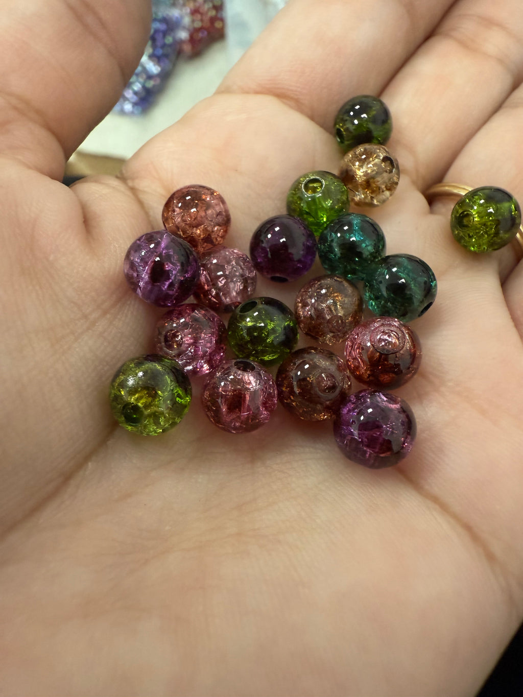 8mm Transparent Colored Animal Print Beads