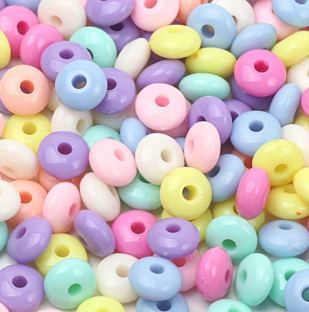 8mm  Pastel Acrylic Spacer  Mix 100 pc