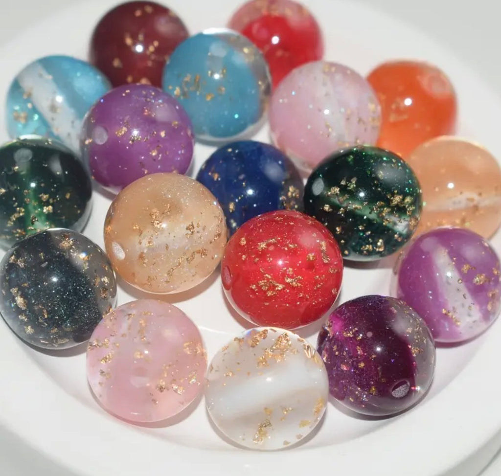 16mm Shimmer Gold Foil Beads (Mix and Single Colors)