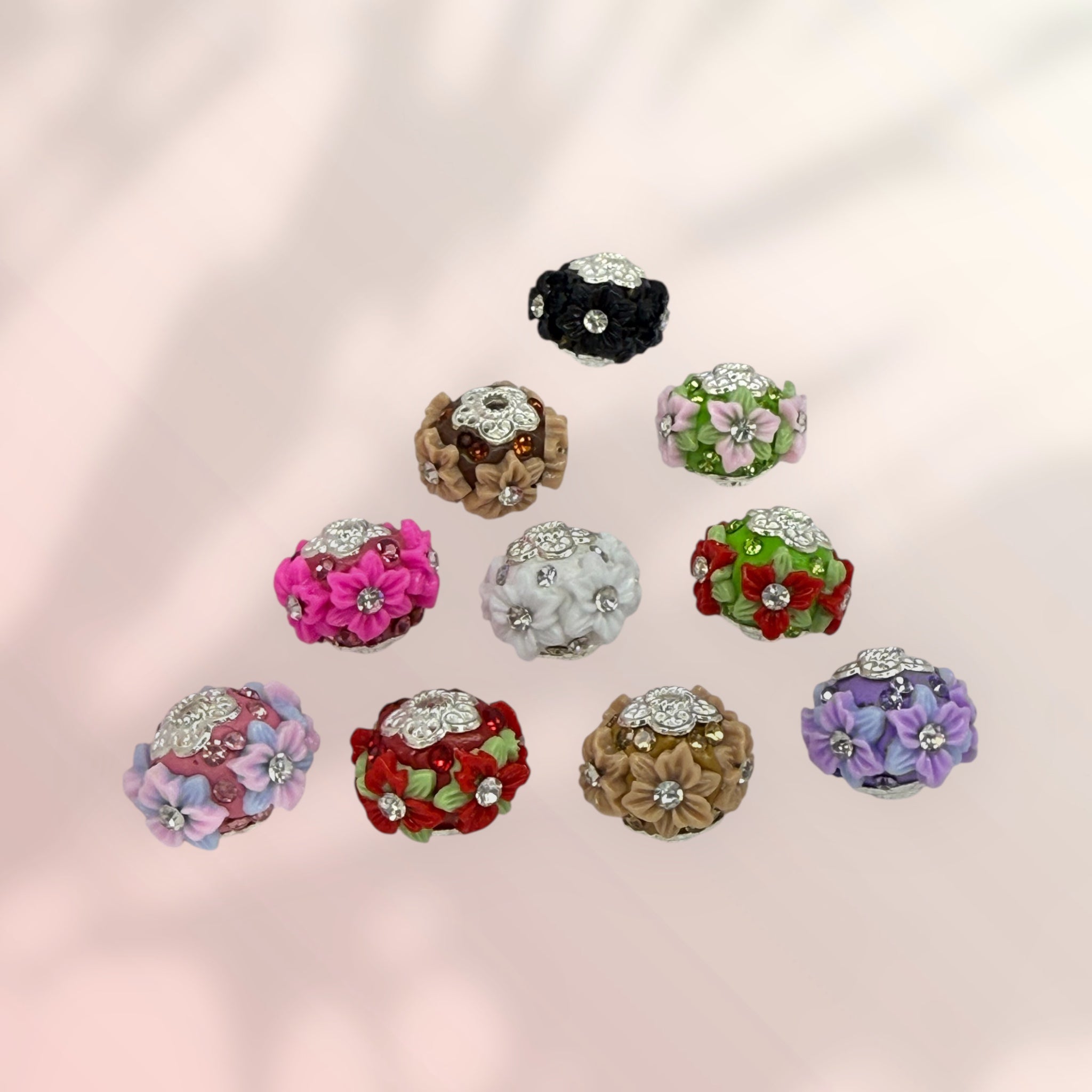 16mm Rhinestone Poinsettia Flower Fancy Beads (5pcs)