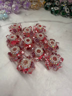 Crystal Cubes with Rhinestone and Flowers Beads