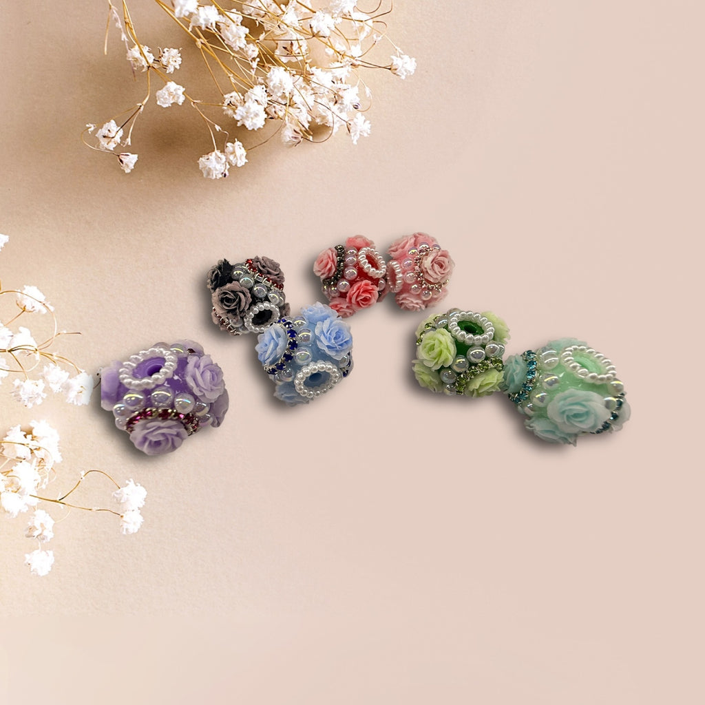 17mm Rose, Pearl and Rhinestone Fancy Bead (5pcs)-🎡