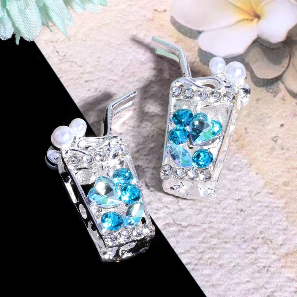 Metal Alloy Drink Cup Rhinestone Beads-U5