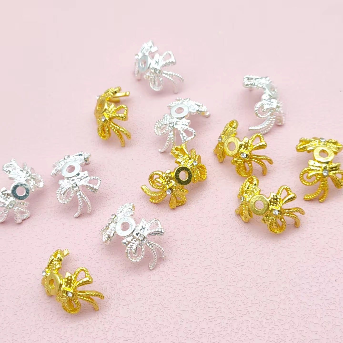Metal Bow Bead Caps (10pcs)