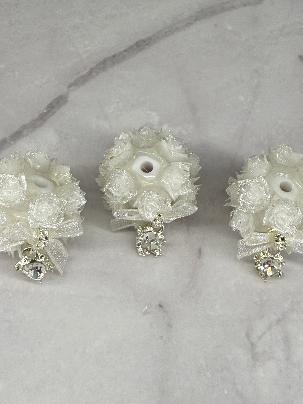 Fancy Rose Beads with Rhinestone Dangle Heart