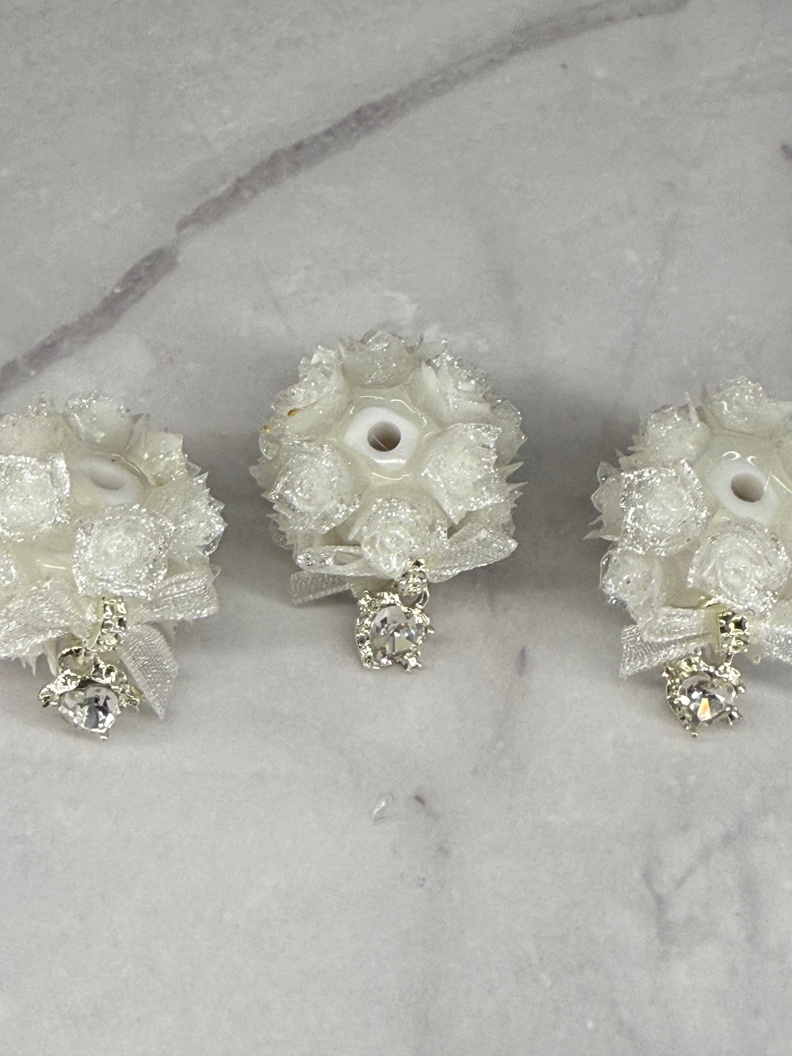 Fancy Rose Beads with Rhinestone Dangle Heart