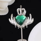 30mm Alloy Crown Rhinestone Hearts-U10
