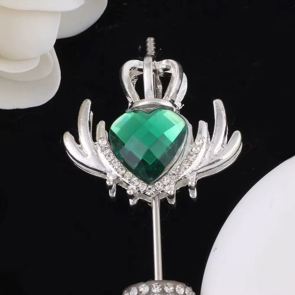 30mm Alloy Crown Rhinestone Hearts-U10