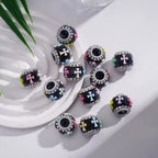 18mm Cross and Fleur de Lis and Black Rhinestone Sugar Beads (5pcs)