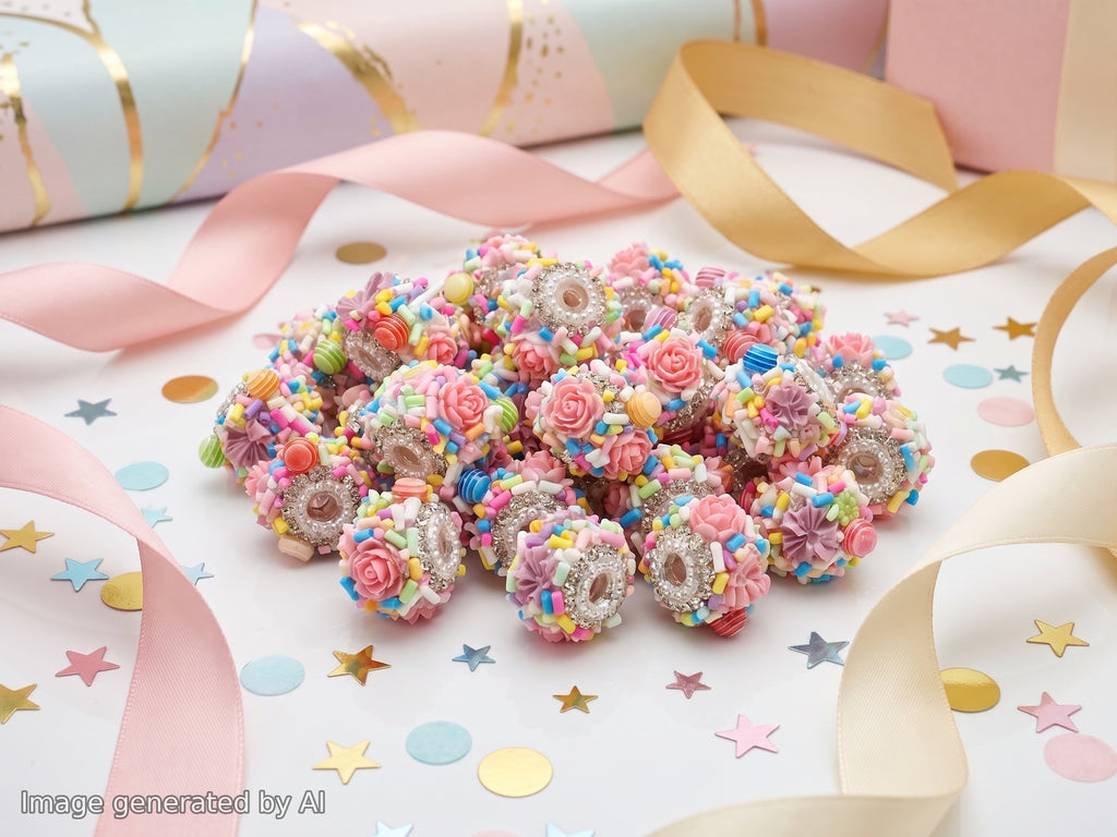 18mm  Sprinkles, Lollypop and Glower Fancy Beads (5pcs)