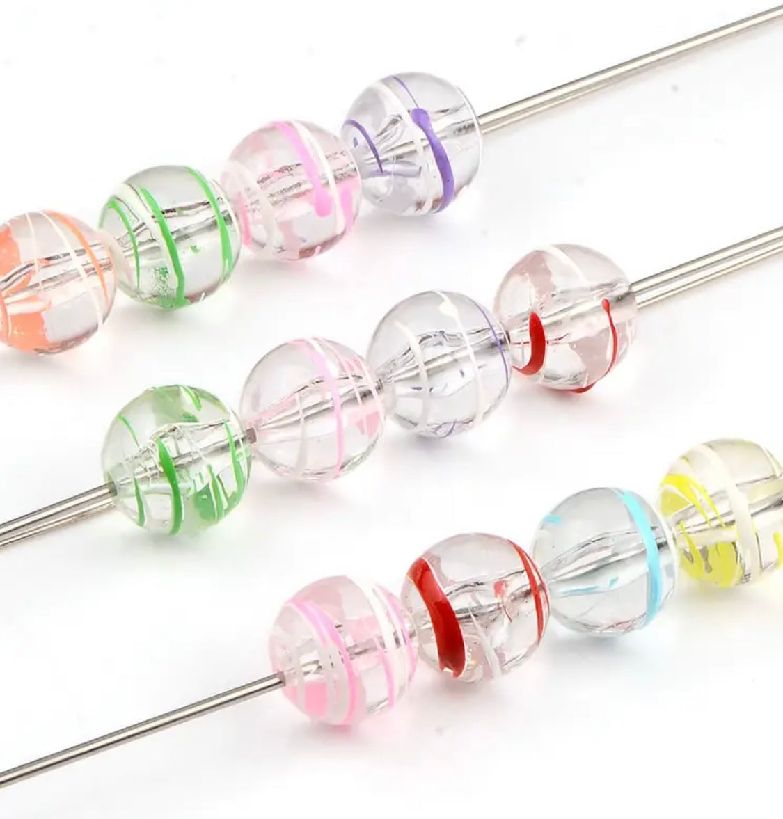 16mm Clear Beads with Painted Swirl Mix-B20