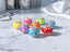 20mm Neon Brights Hearts and  Rhinestone Beads (5pcs)