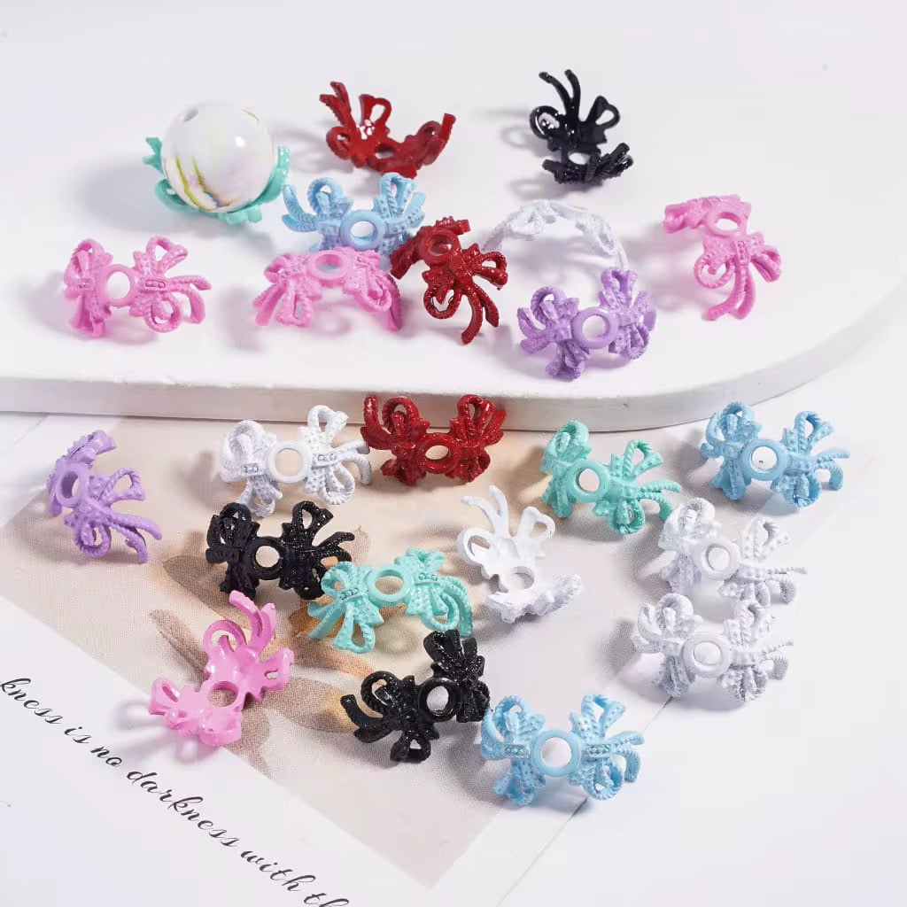 Colorful Metal Bow Bead Caps (10pcs)