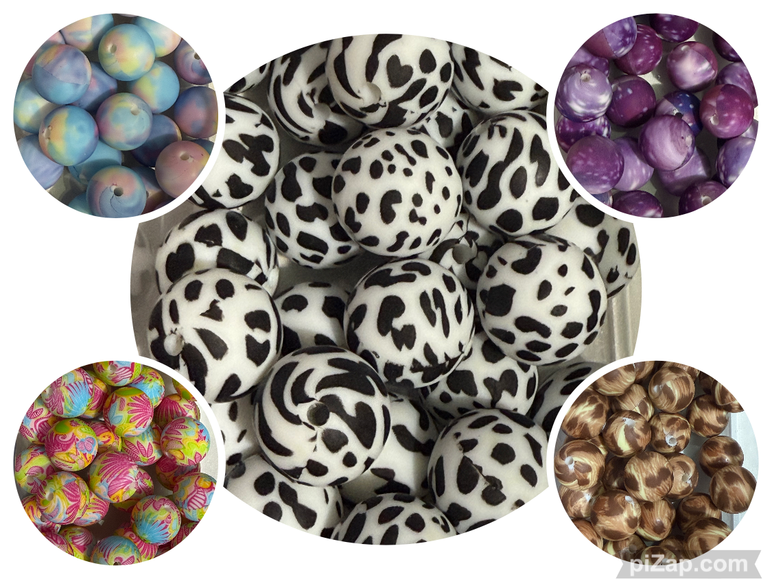 15mm Patterned Silicone Beads Main image