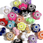 20mm  Flocked Heart and Rhinestone Fancy Beads (5pcs)