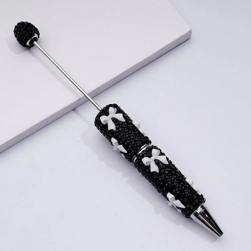 Bow Tie Clay Black Rhinestone Beadable Pens