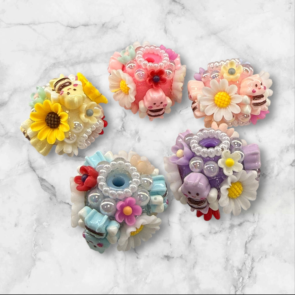 20mm Bee and Daisy Flowers Beads-Q2