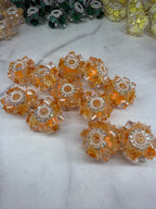 Crystal Cubes with Rhinestone and Flowers Beads