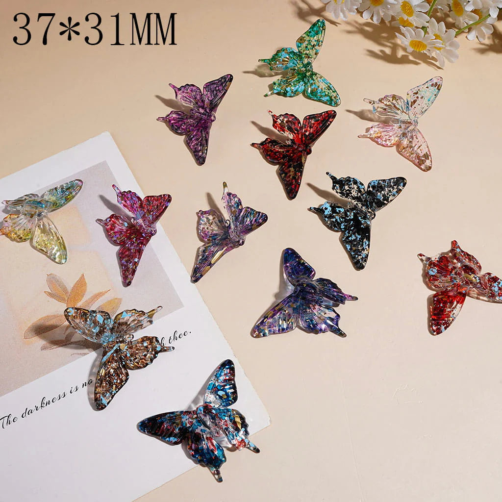 Water Paint Art Clear Butterfly Focal Bead Clear Mix (10Pcs)