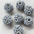 19mm Crowned Flower & Rhinestone Beads