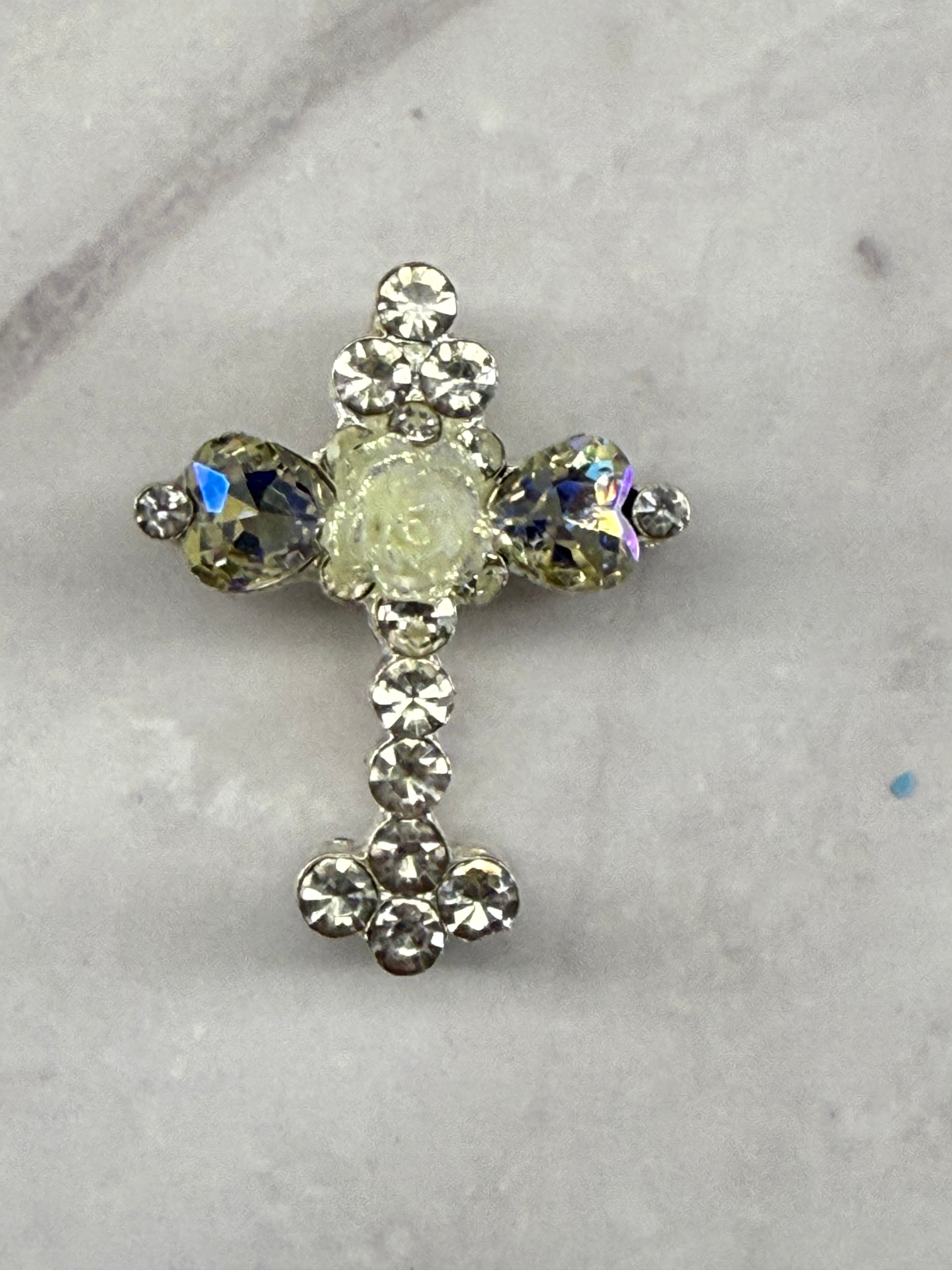 Metal Alloy Cross Rhinestone Beads
