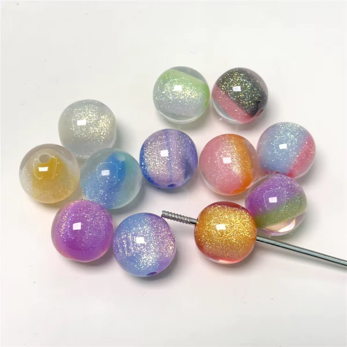 16mm Shimmer Glitter Striped Beads Mix-Z6 Secondary image
