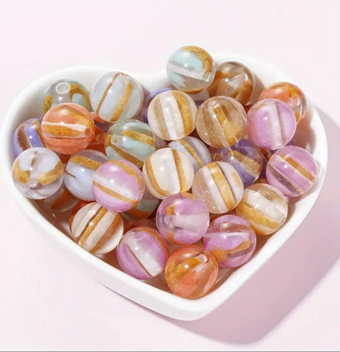16mm Luxury Gold Striped Beads With UV Plating-S24