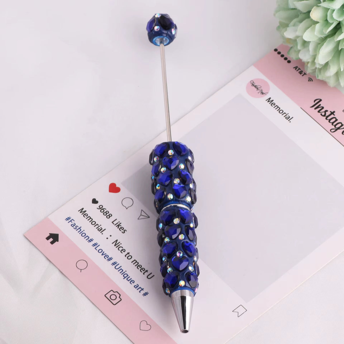 Beadable Clay Pens with Dazzling Heart in Assorted Colors