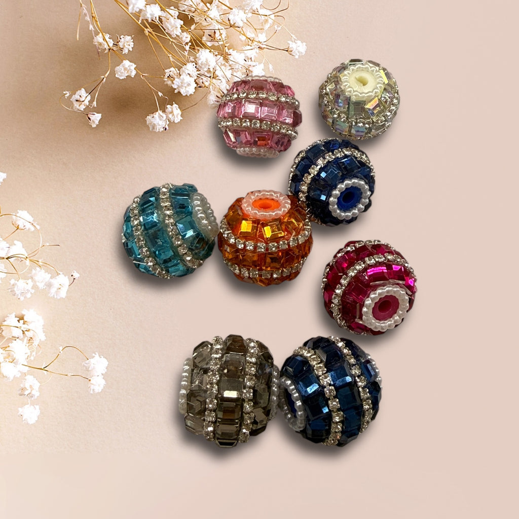 17mm Rhinestone and Square Crystals Fancy Bead (5pcs)