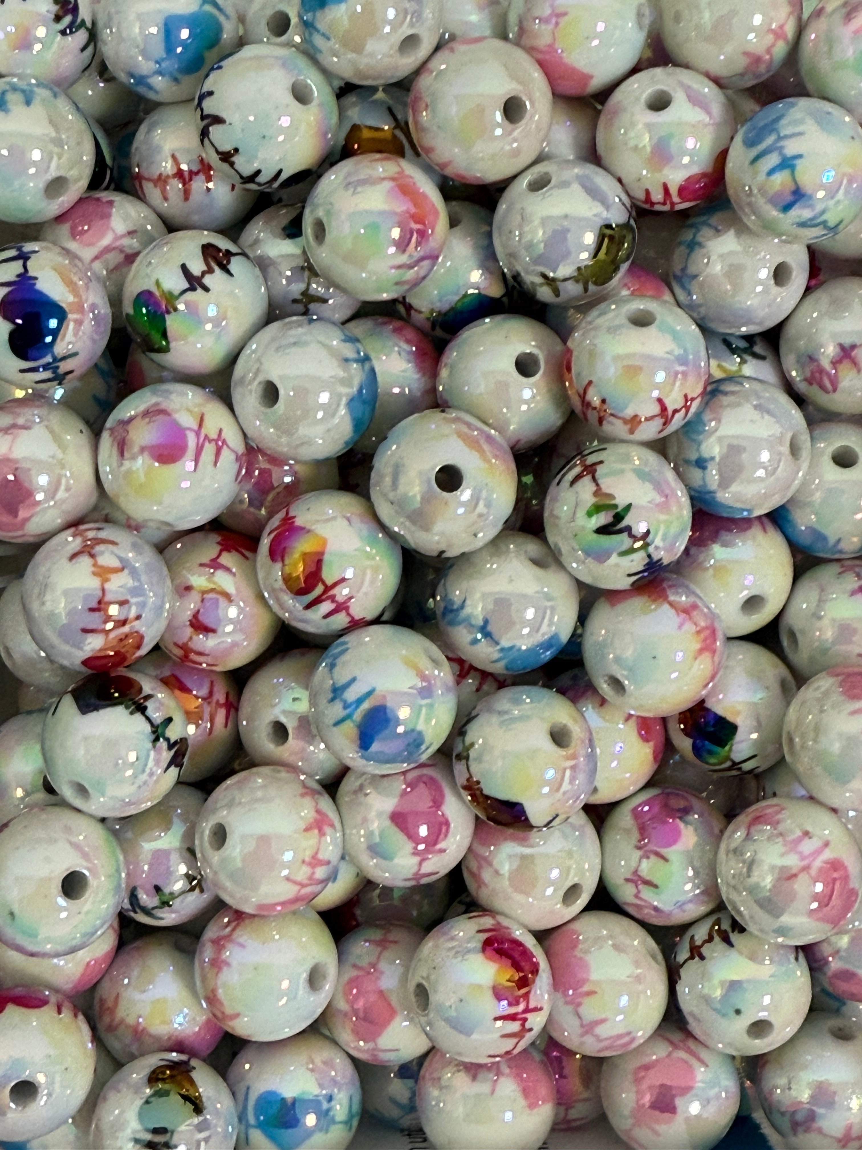 16mm Heartbeat Print AB Beads Mix-L21 Secondary image